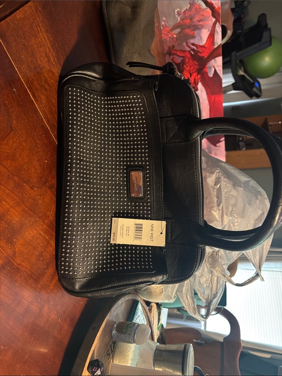 Nine West Handbags - Nine West Black Studded Satchel Tote